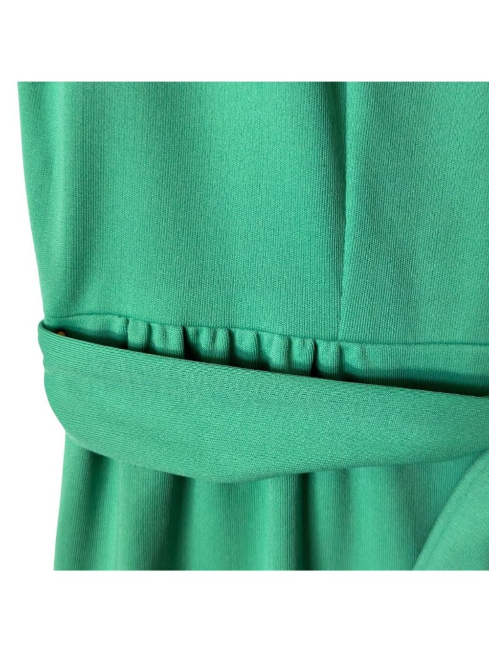 Vintage Womens Green Sleeveless Maxi Dress W/ Studded Collar & Belt - Picture 15 of 16